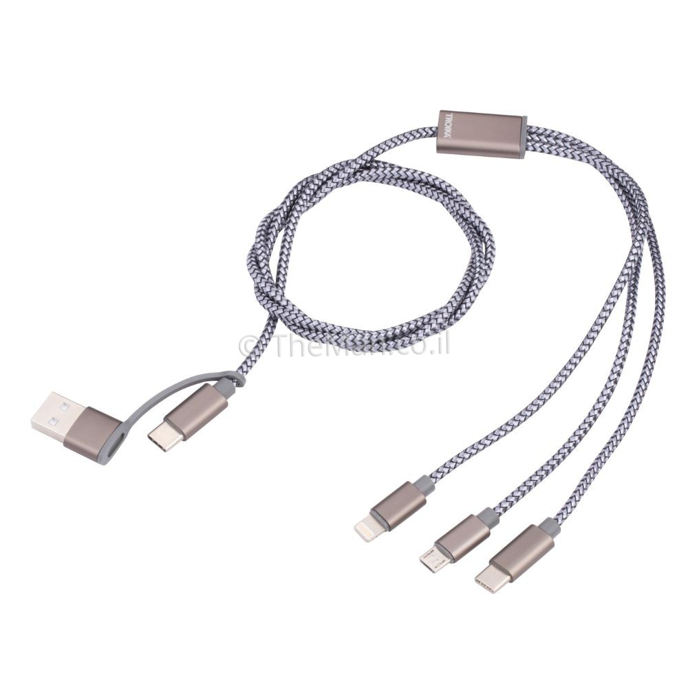 כבל טעינה TROIKA DREIZACK 2509-CBL30/GY